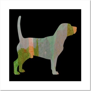 Watercolor Green Beagle Dog Posters and Art